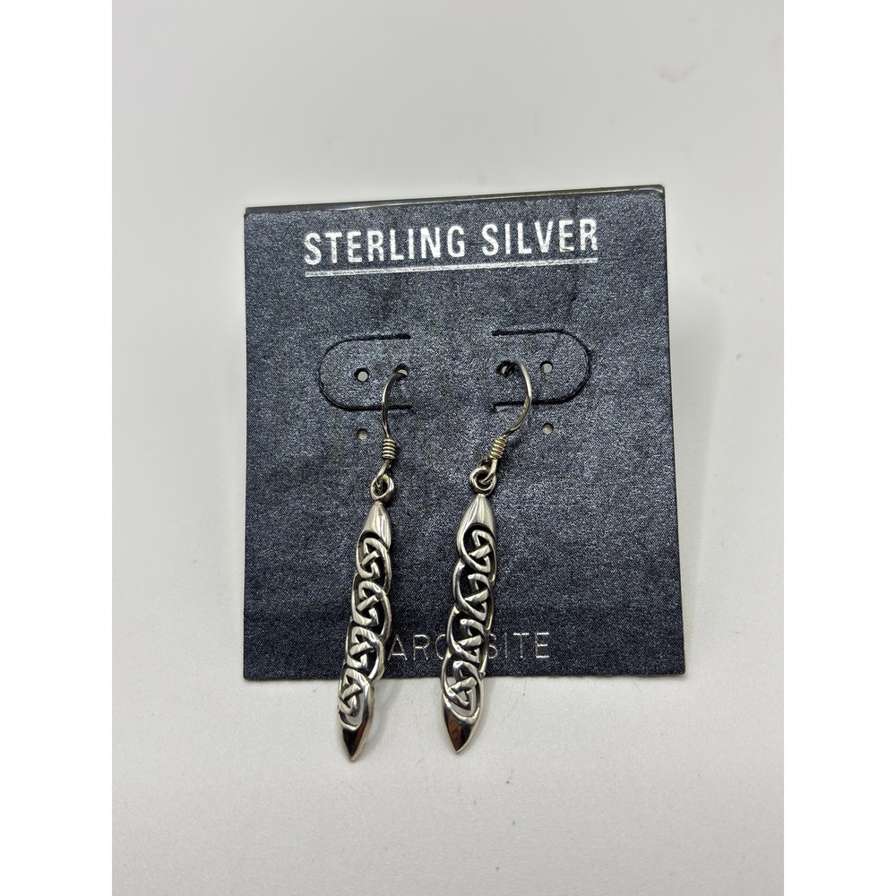 Sterling Silver Drop Earrings Womens OS Silver Celtic Knot Dangle Marquise